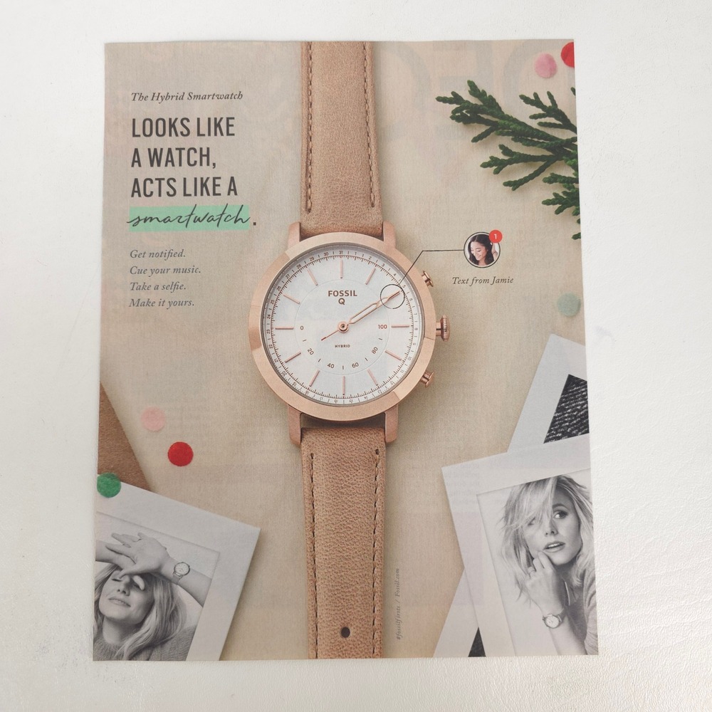 Fossil Q Hybrid Smartwatch Kristen Bell Print Ad 2017 Watch Collector Wall Art